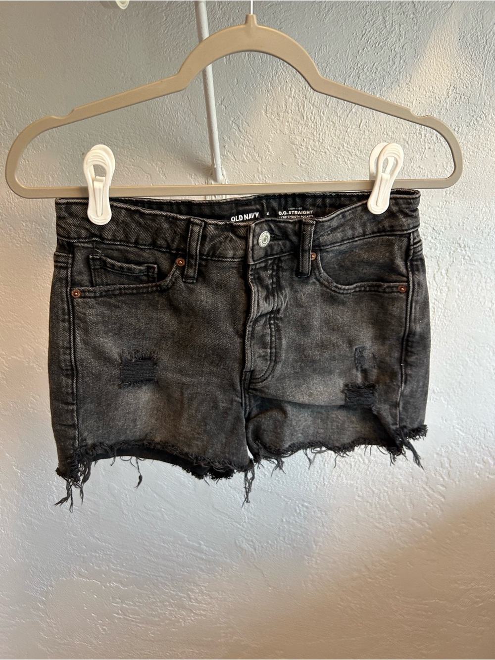 Old Navy Black Distressed Frayed Denim Shorts